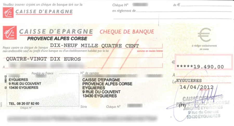 Le chèque de banque